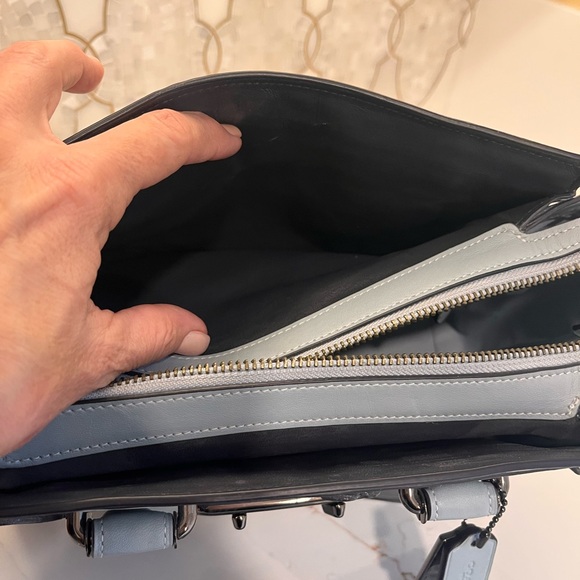 Light Blue Coach Swagger and Wallet with Tea Rose Tooling. - Picture 10 of 11